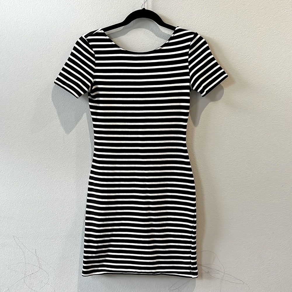Sanctuary Black & White Striped Bodycon Mini Dress Sz XS